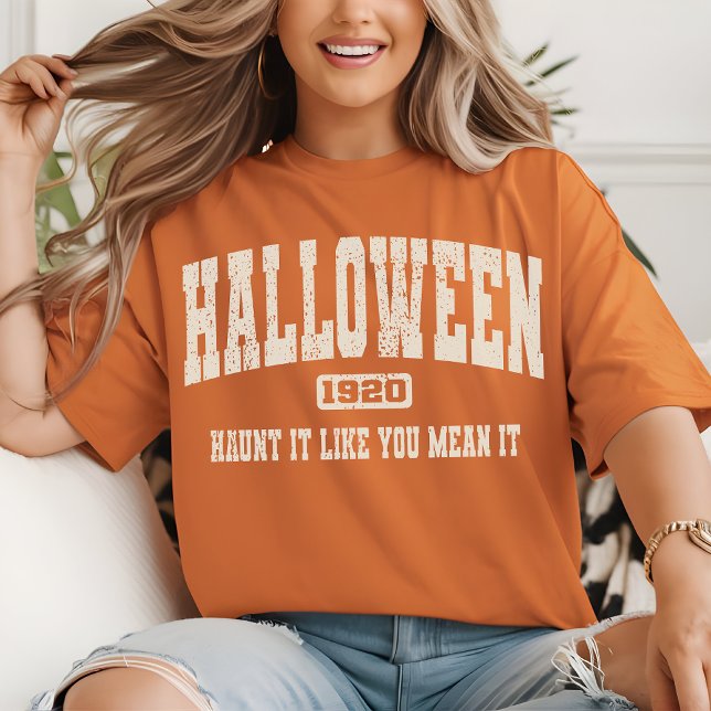 Vintage Halloween Shirt, Ghostly Quote Shirt (halloween shirt, haunt it like you mean it, spooky shirt, vintage halloween shirt, retro halloween)