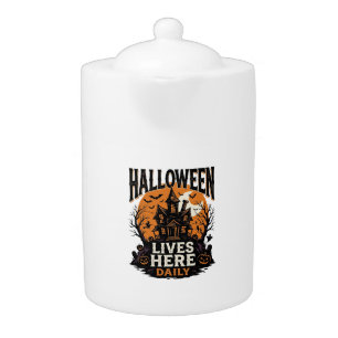 Vintage Halloween Shirt Haunted House Everyday Got Teapot