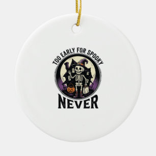 Vintage Halloween Shirt Skeleton Moon Haunted Hous Ceramic Ornament