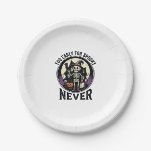 Vintage Halloween Shirt Skeleton Moon Haunted Hous Paper Plates