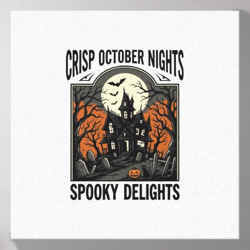 Vintage Halloween Shirt With Haunted October Night Canvas Photo Tile