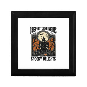 Vintage Halloween Shirt With Haunted October Night Gift Box