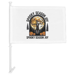 Vintage Halloween Shirt with Scarecrow Moon Art_1 Car Flag
