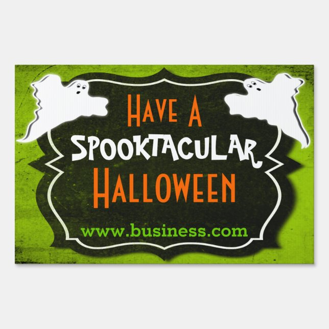 Vintage Halloween Sign With Ghosts (Front)