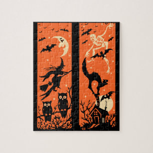Vintage Halloween Silhouette Illustration Jigsaw Puzzle