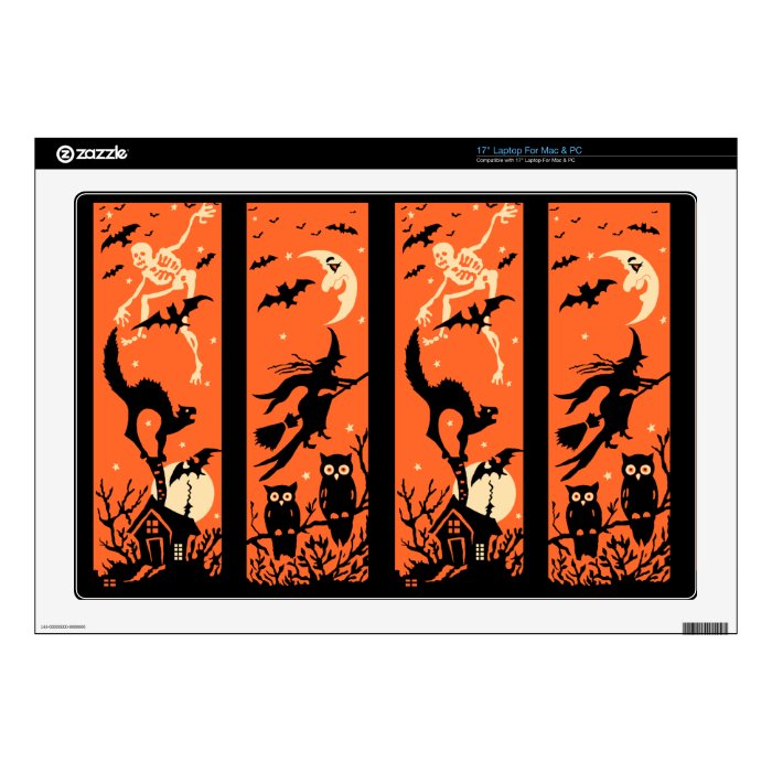 Vintage Halloween Silhouette Illustration Decal For Laptop