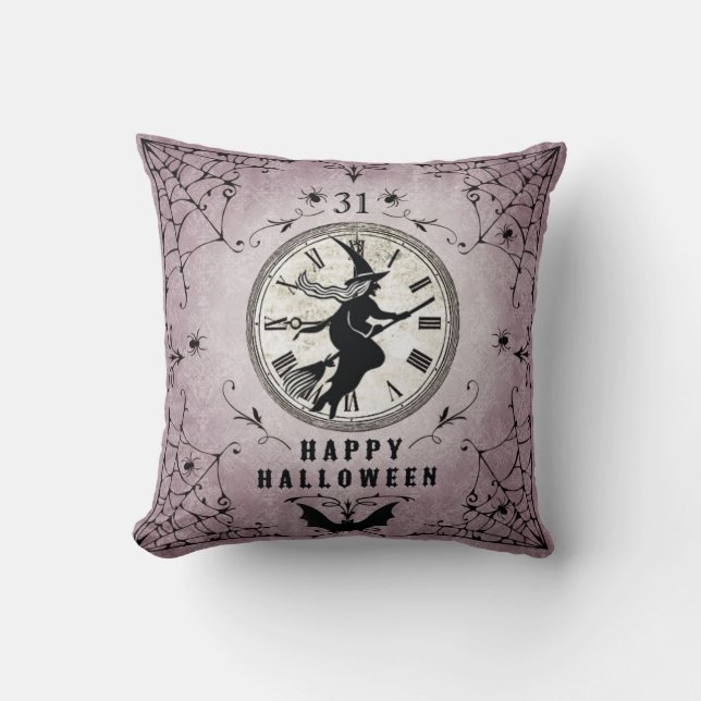 Vintage Halloween Silhouette Witch pillow (Front)