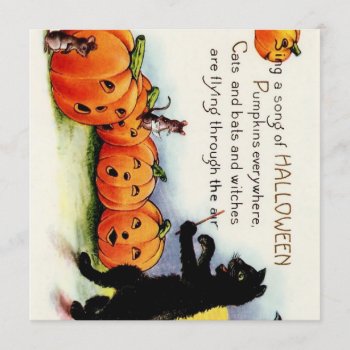 Vintage Halloween Singing Pumpkins Cat  Invitation by mrcountscary at Zazzle
