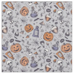 Vintage Halloween Skeleton and Potions Pattern Fabric