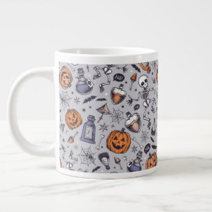Vintage Halloween Skeleton and Potions Pattern Giant Coffee Mug