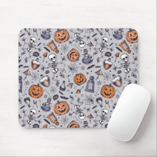 Vintage Halloween Skeleton and Potions Pattern Mouse Pad