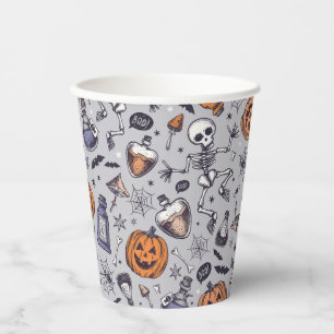 Vintage Halloween Skeleton and Potions Pattern Paper Cups