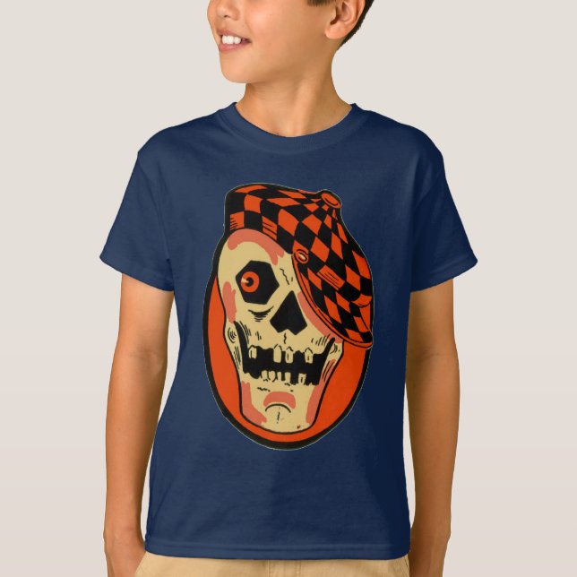 Vintage Halloween Skeleton Mask T-Shirt (Front)