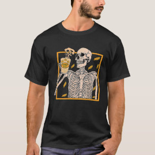Vintage Halloween Skeleton Pumpkin Spice Latte Syr T-Shirt