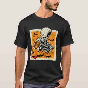Vintage Halloween Skeleton Pumpkin Spice Latte Syr T-Shirt