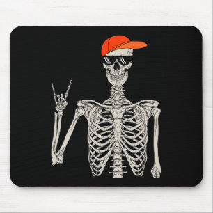 Vintage Halloween Skeleton Rock On Hand Skeleton M Mouse Pad