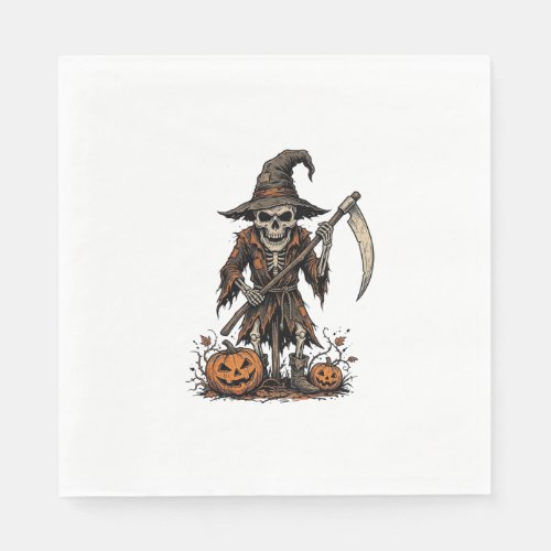 Vintage Halloween Skeleton Scarecrow Pumpkin Shirt Napkins