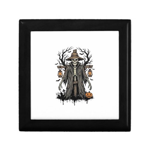 Vintage Halloween Skeleton Scarecrow Shirt Design_ Gift Box