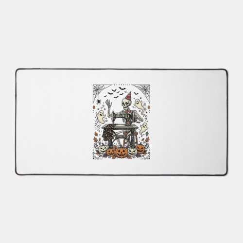 Vintage Halloween Skeleton Sewing Machine Shirt De Desk Mat