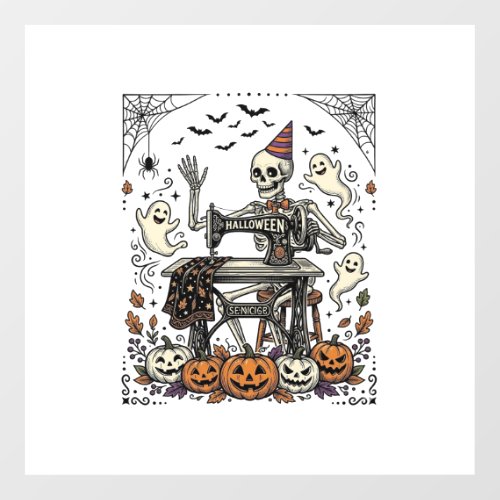 Vintage Halloween Skeleton Sewing Machine Shirt De Floor Decals