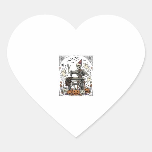 Vintage Halloween Skeleton Sewing Machine Shirt De Heart Sticker