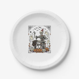 Vintage Halloween Skeleton Sewing Machine Shirt De Paper Plates