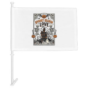 Vintage Halloween Skeleton Spooky Season Love Shir Car Flag