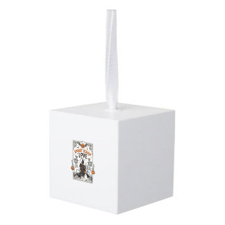 Vintage Halloween Skeleton Spooky Season Love Shir Cube Ornament