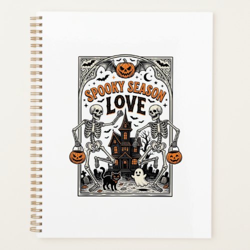Vintage Halloween Skeleton Spooky Season Love Shir Planner