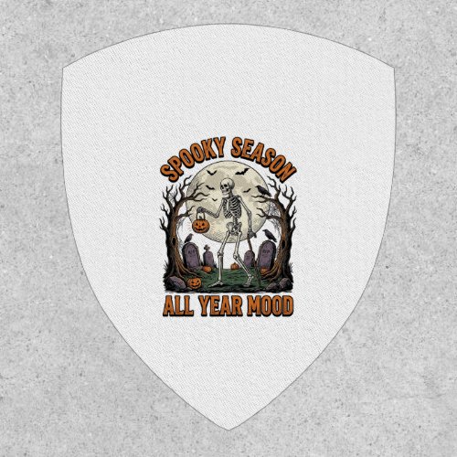 Vintage Halloween Skeleton Spooky Season White Shi Patch