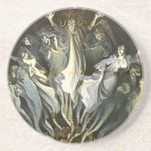 Vintage Halloween, Skeleton Violinist and Ghosts Coaster