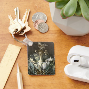 Vintage Halloween, Skeleton Violinist and Ghosts Keychain