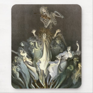 Vintage Halloween, Skeleton Violinist and Ghosts Mouse Pad