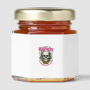 Vintage Halloween Skull Alien Graphic for White Sh Honey Jar Favors