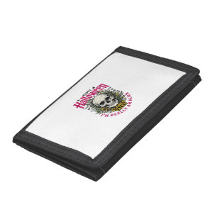 Vintage Halloween Skull Alien Graphic for White Sh Trifold Wallet