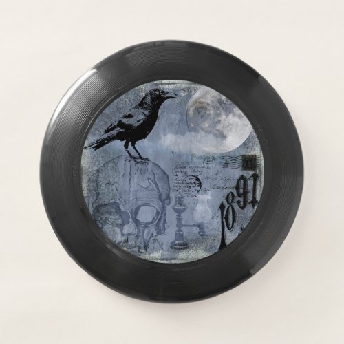 Vintage Halloween Skull and Crow Wham_O Frisbee