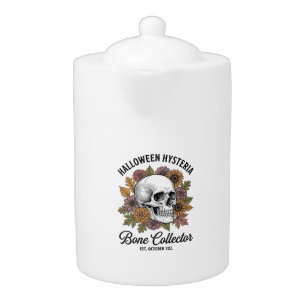 Vintage Halloween Skull Bone Collector Shirt Desig Teapot