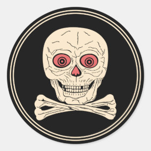 Vintage Halloween Skull & Crossbones Classic Round Sticker
