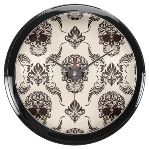 vintage,halloween,skull,damask,pattern,chic,grunge aquarium clocks