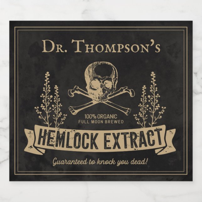 Vintage Halloween Skull Faux Beer Bottle Label (Single Label)