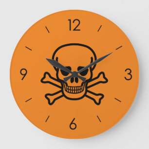 Vintage Halloween Skull Large Clock