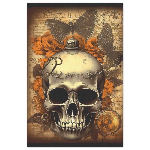 Vintage Halloween Skull shabby Spooky Decoupage  Tissue Paper