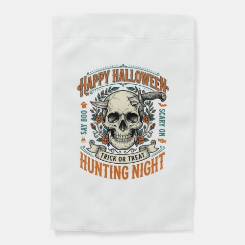 Vintage Halloween Skull Trick or Treat Shirt Desig Garden Flag
