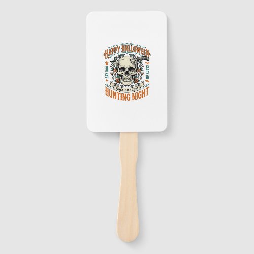 Vintage Halloween Skull Trick or Treat Shirt Desig Hand Fan
