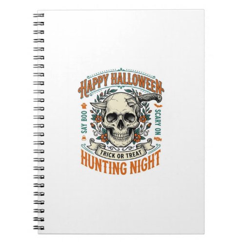 Vintage Halloween Skull Trick or Treat Shirt Desig Notebook