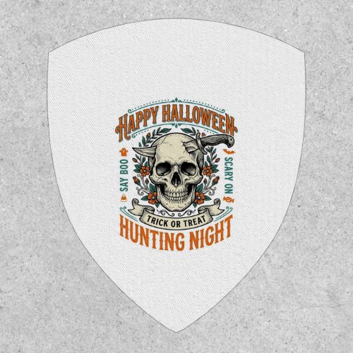 Vintage Halloween Skull Trick or Treat Shirt Desig Patch