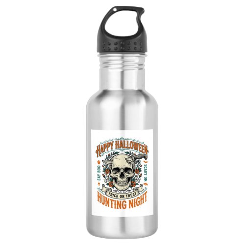 Vintage Halloween Skull Trick or Treat Shirt Desig Stainless Steel Water Bottle