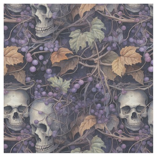 Vintage Halloween Skulls Fabric