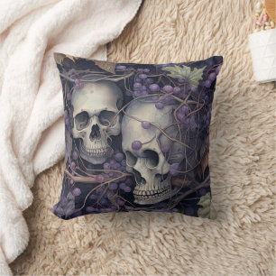 Vintage Halloween Skulls Throw Pillow