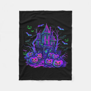 Vintage Halloween Soky Scene Retro Pumpkin Y Seaso Fleece Blanket